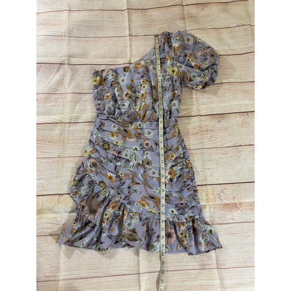 ASTR The Label Women's Lavender Floral One Shoulder Mini Dress - Small - Picture 6 of 14